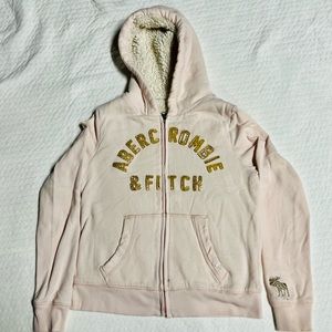 Abercrombie kids sherpa-lined icon full-zip hoodie size 9/10